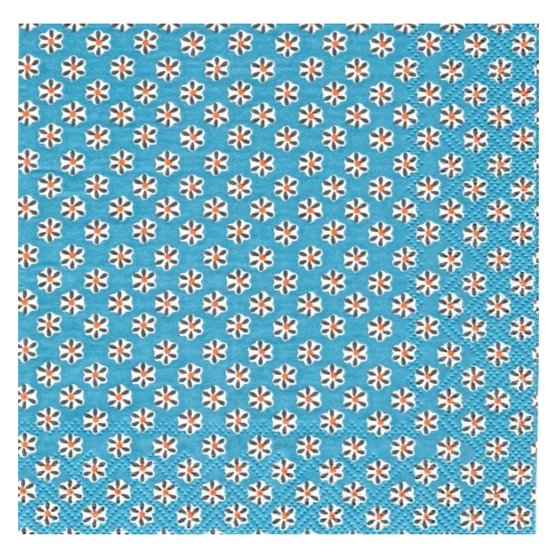 Serwetka - kwiatuszki na niebieskim tle