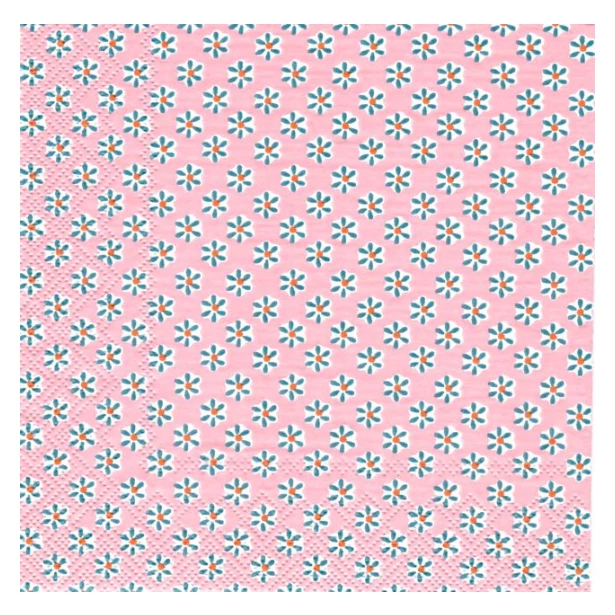 Serwetka - kwiatuszki na różowym tle