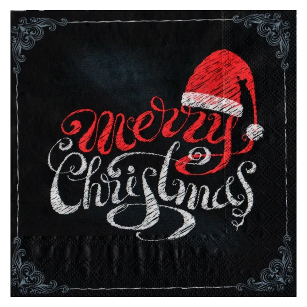 Serwetka - Merry Christmas, wesołych świąt, rękawiczki