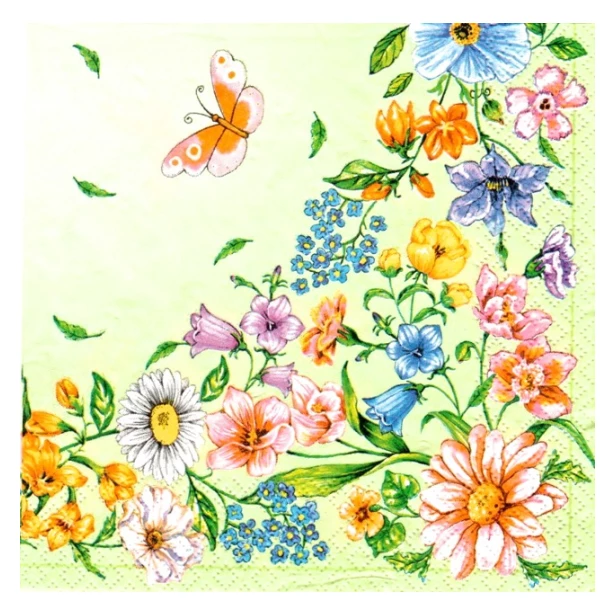 Serwetka - kwiaty i motyl