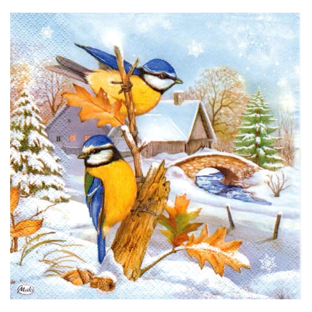 Serwetka -  zimowe ptaszki