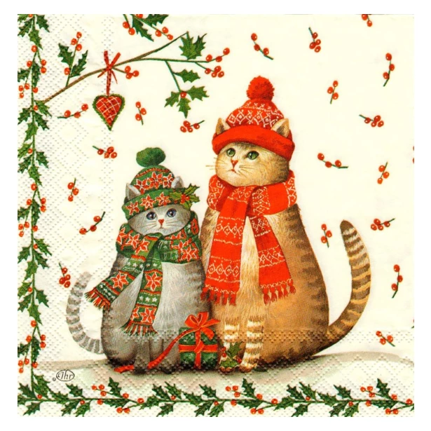 Serwetka - świąteczne koty