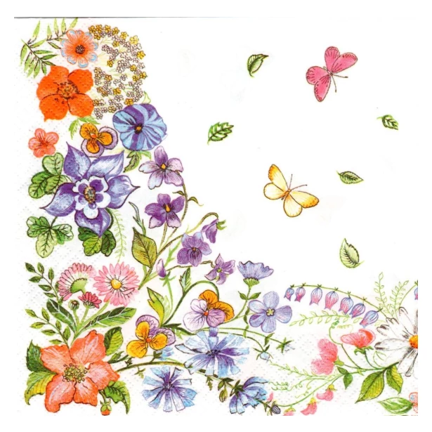 Serwetka - kwiaty, motyle