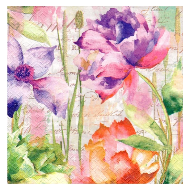 Serwetka - malowane kwiaty