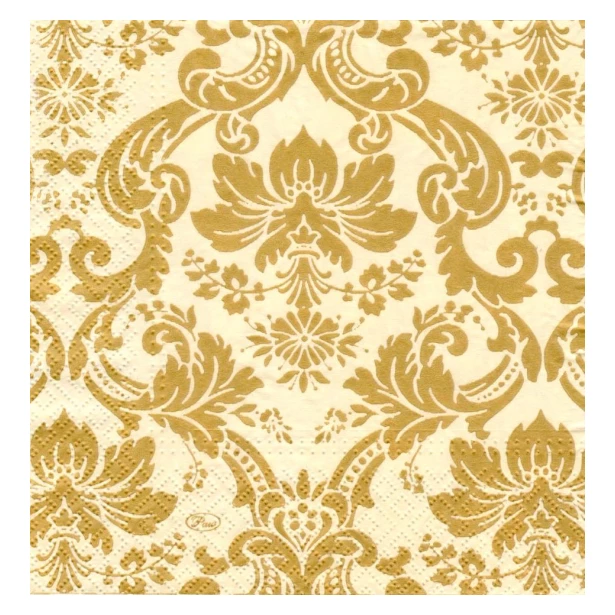 Serwetka - złote ornamenty na kremowym tle