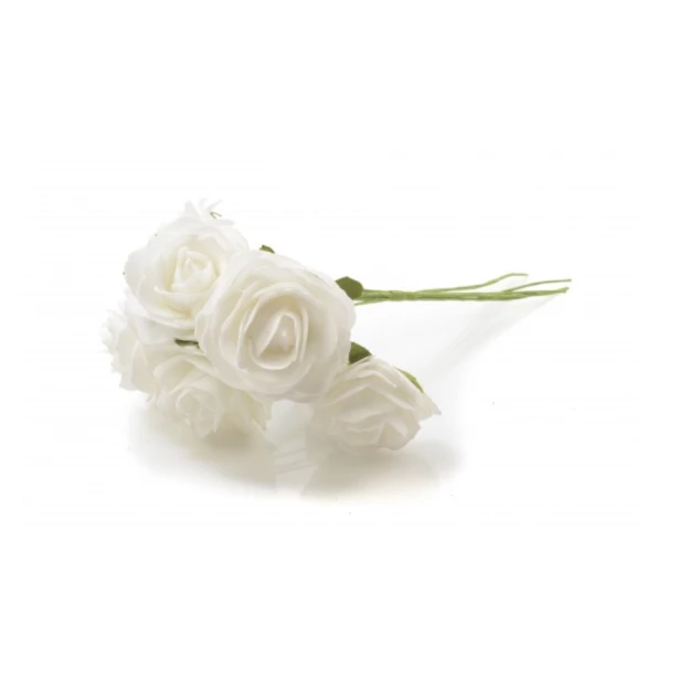 Róże piankowe białe 6,5cm 6 sztuk