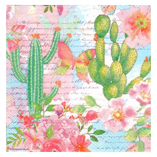 Serwetka - kwiaty, kaktusy