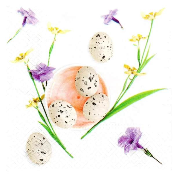 Serwetka - przepiórcze jajeczka, kwiaty