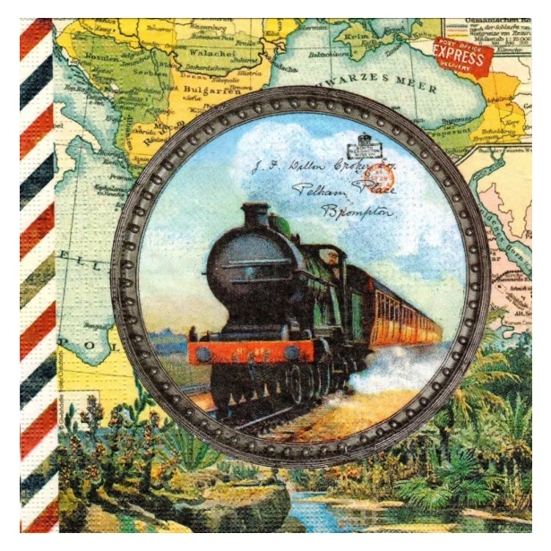 Serwetka - mapa, pociąg