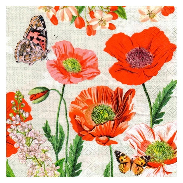 Serwetka - kwiaty i motyle