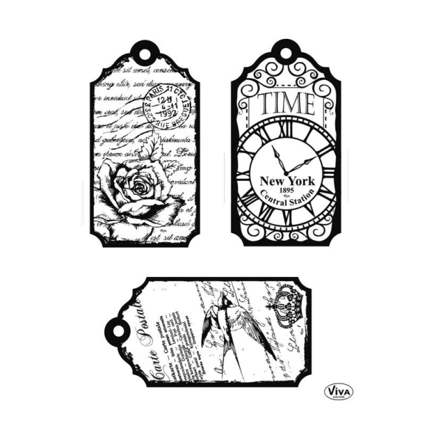 Stemple silikonowe Viva Decor - zegar, pismo, róże
