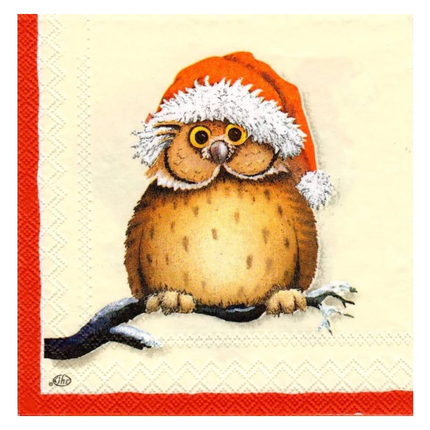 Serwetka - świąteczne zwierzęta; sowa, wiewiórka, miś, zajączek