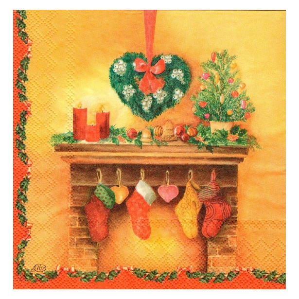 Serwetka - bożonarodzeniowy kominek