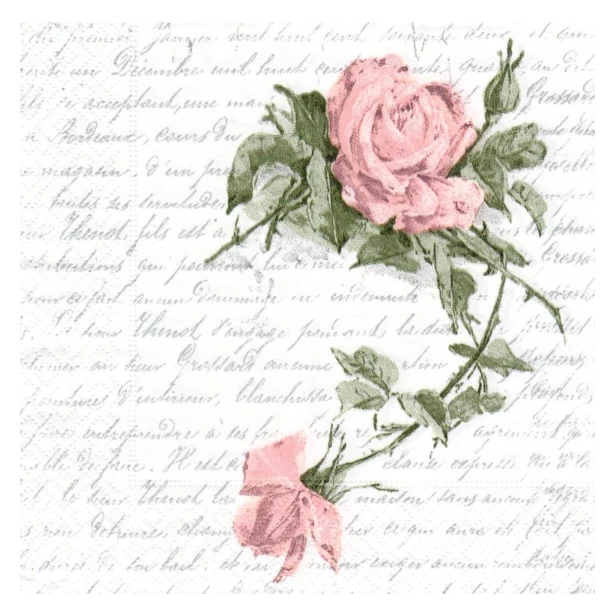 Serwetka - róże, pismo