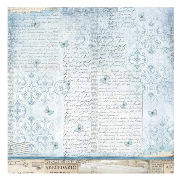 Papier do scrapbookingu dwustronny 1 kartka  30x30 cm - BLUE LAND - LAMPA