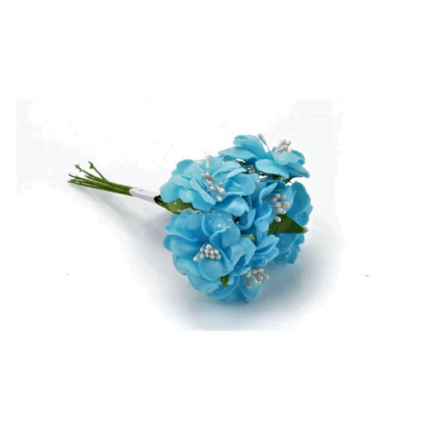 Wiązka kwiatków ślubnych niebieskich 4x4cm 6 sztuk