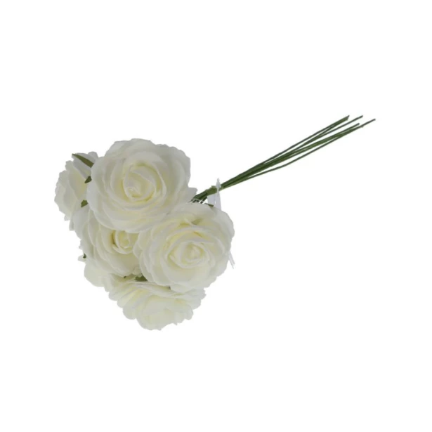 Róże piankowe kremowe 24,5cm 6 sztuk