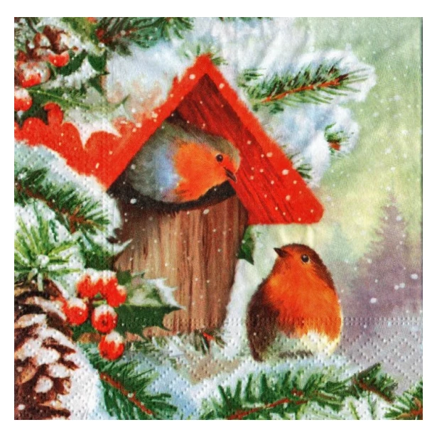 Serwetka mała - Świąteczne ptaszki