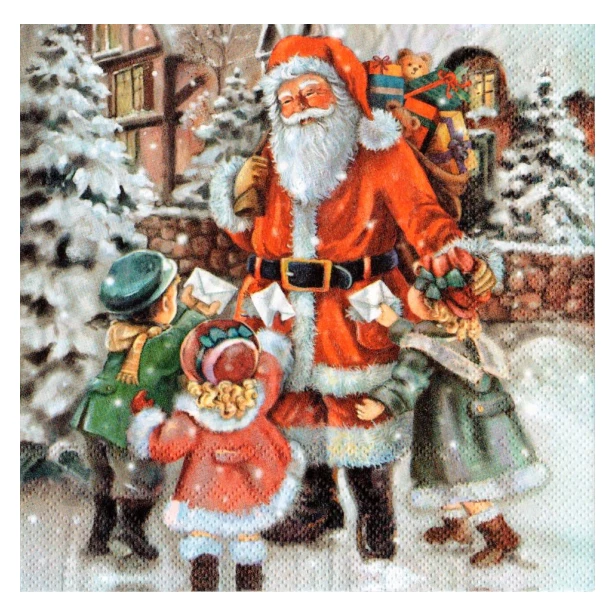 Serwetka - Mikołaj z dziećmi
