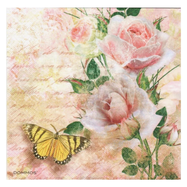 Serwetka - róże, motyle