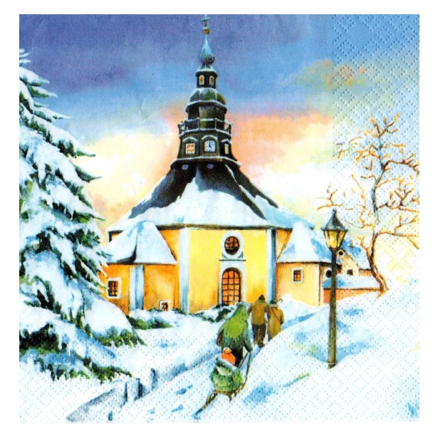 Serwetka - Zimowy kościółek