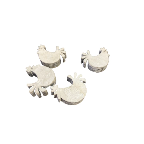 Małe kurki drewniane bielone 3cm - 4 sztuki