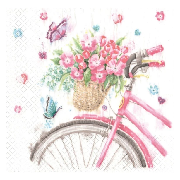 Serwetka - rower, róże