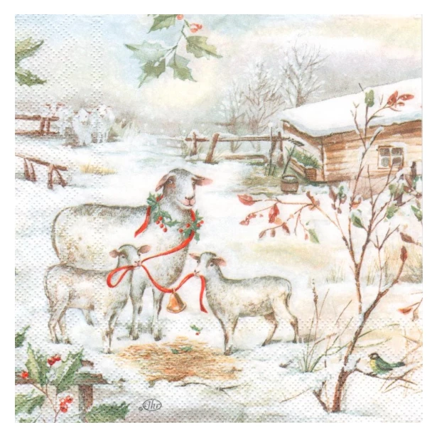 Serwetka - zimowe owieczki