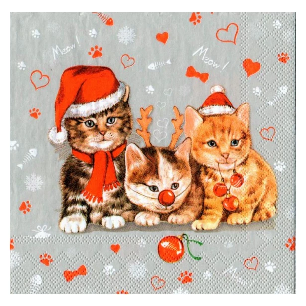 Serwetka mała - Świąteczne kotki