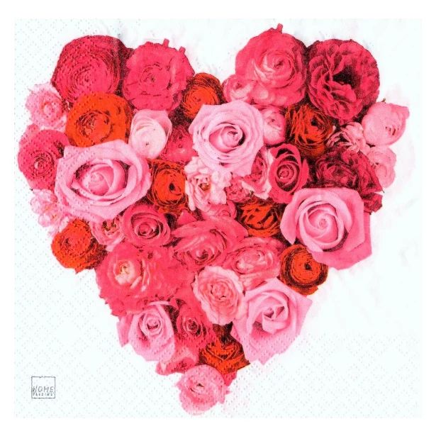 Serwetka - serce z róż