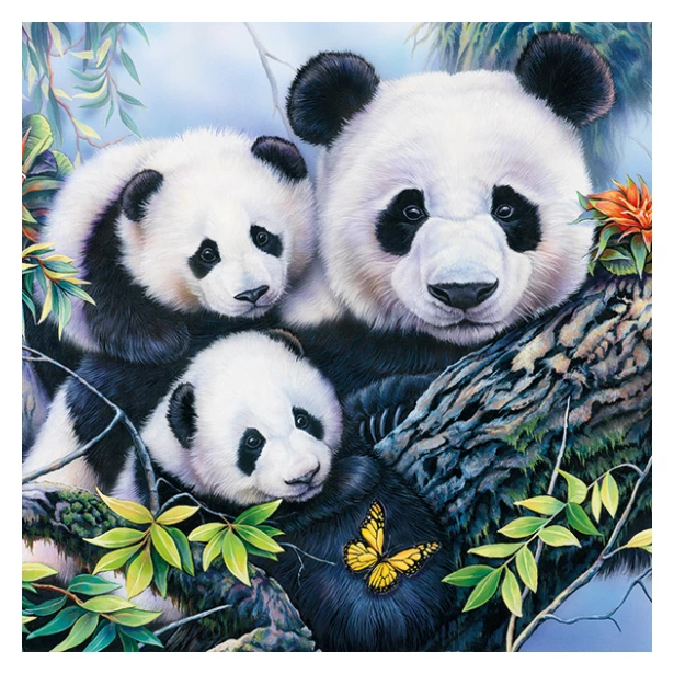 Serwetka - Panda z rodziną
