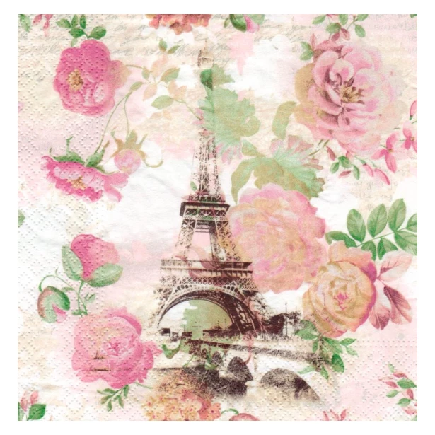 Serwetka - Paryż, kwiaty
