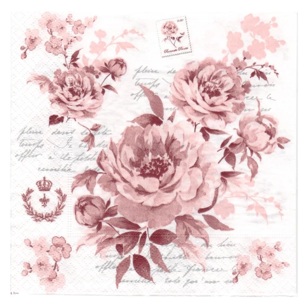 Serwetka  - róże, kolor róż vintage