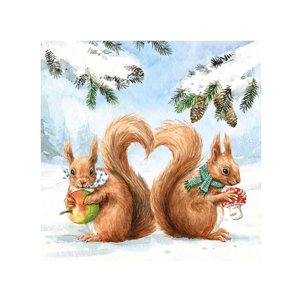 Serwetka mała - Zimowe wiewiórki
