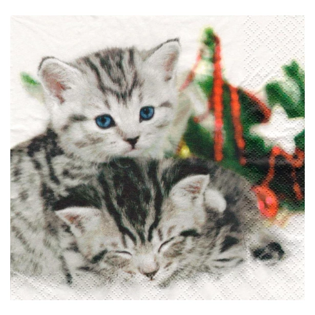 Serwetka mała - świąteczne kotki