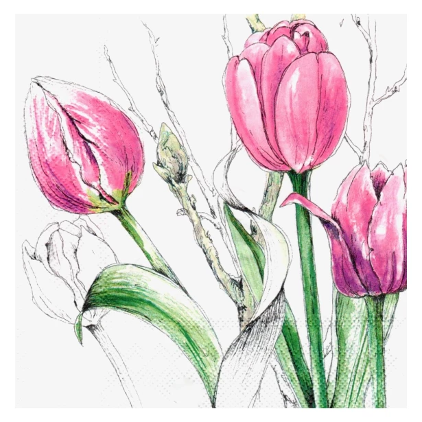 Serwetka - Różowe tulipany