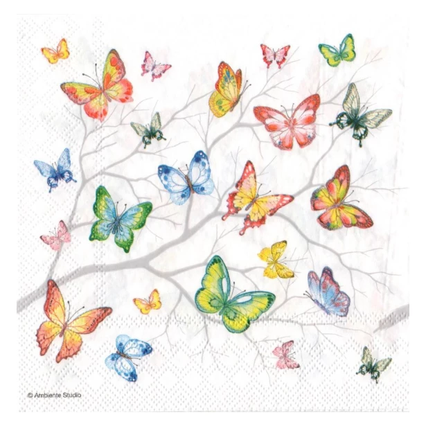 Serwetka - Motyle na tle drzewa