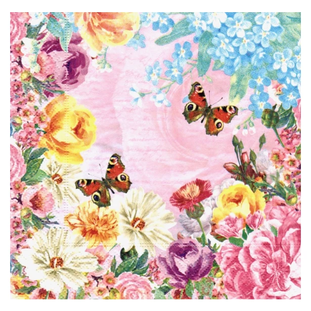 Serwetka - Kwiaty, motyle
