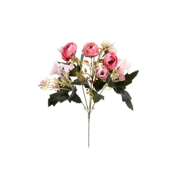 Bukiet różowe róże sztuczne kwiaty 30cm 6 sztuk