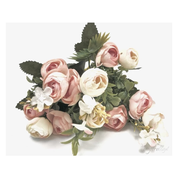 Bukiet herbaciane róże  sztuczne kwiaty 30cm 15 sztuk