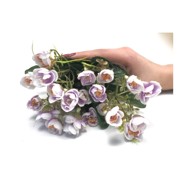 Kwiatki fioletowo-białe sztuczne kwiaty 35cm 25 sztuk