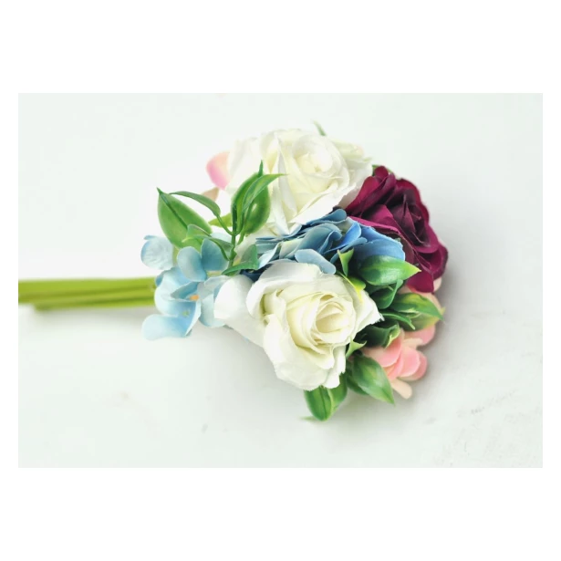 Bukiet róż sztuczne kwiaty 24,5 cm - fioletowe