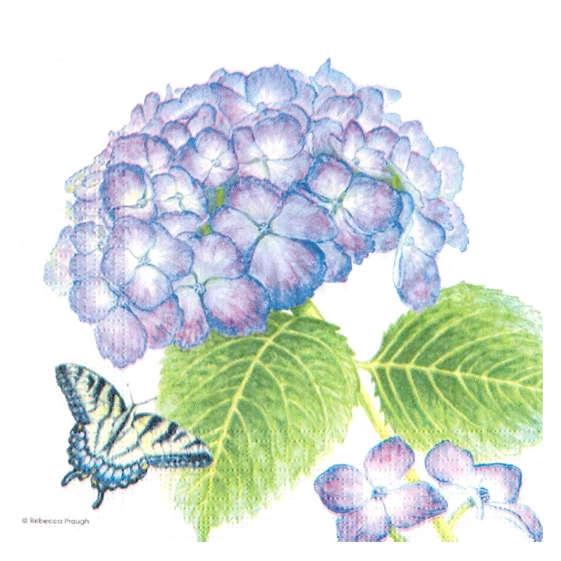 Serwetka - Niebieski kwiat, motyl