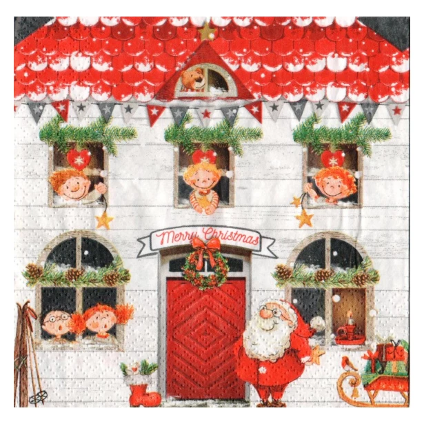 Serwetka - Świąteczny domek