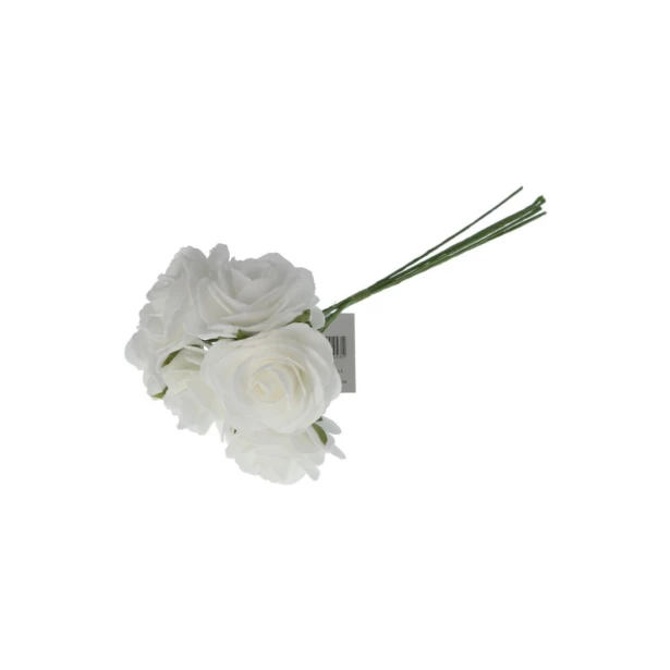 Róże piankowe białe 24,5cm 6 sztuk