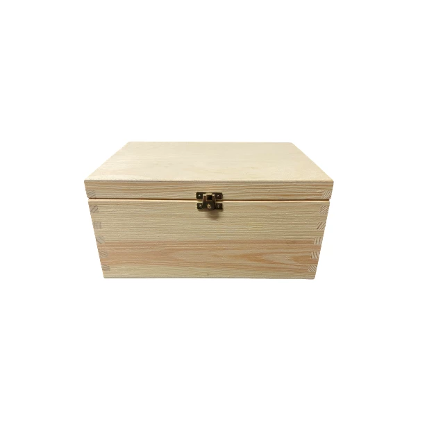 Drewniane pudełko prostokątne z zapięciem - 28x21x13,5cm