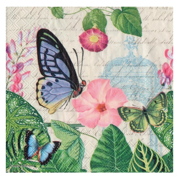 Serwetka - Kwiaty, Motyle