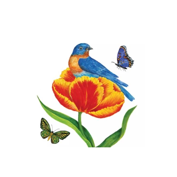 Serwetka - Ptaszek, kwiat, motyl