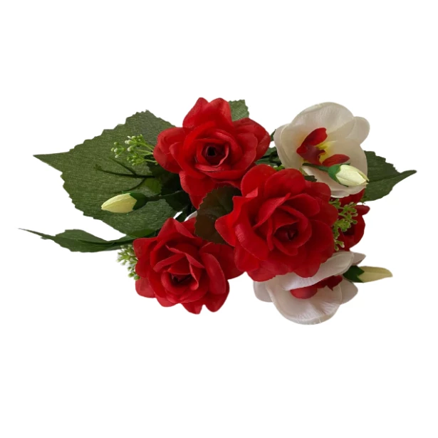 Bukiet czerwone róże sztuczne kwiaty 29cm 4 sztuki