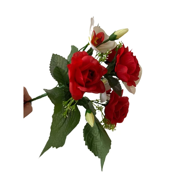 Bukiet czerwone róże sztuczne kwiaty 29cm 4 sztuki